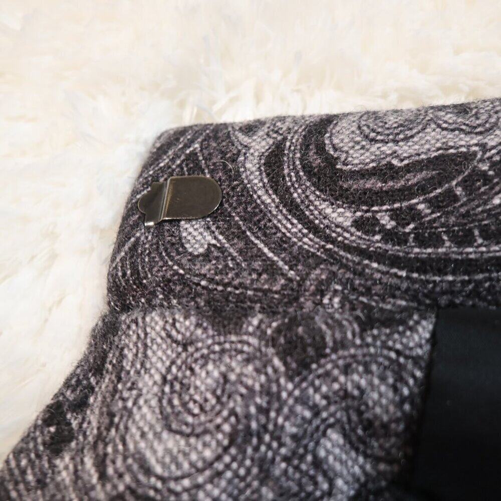 Talbots Wool Blend Floral Wrap Mini Skirt 12P Black Gray Jacquard - Picture 12 of 13